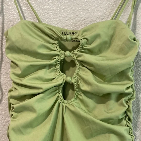 Tularosa Green Ruched One-Piece Swimsuit, Luella One Piece in Green Moss size Xs - Picture 5 of 11